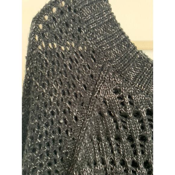 Designer Narciso Rodriguez Black Metallic Open Knit Sweater Size L Classic Chic - Picture 5 of 8